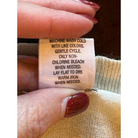 Converse One Star Ivory Mesh Front Cotton Lightweight Long Sleeve Knit Sweater S - Picture 11 of 11